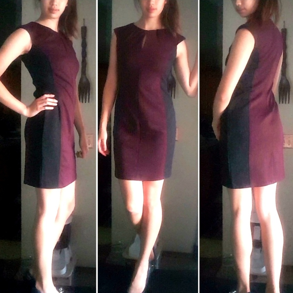 NWOT New York and Co. Burgundy and Black Dress